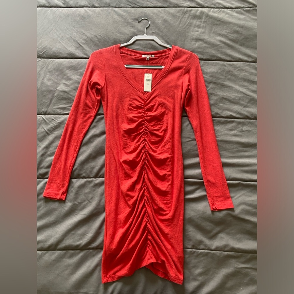 ANTHROPOLOGIE Sundry Ruched Long sleeve Mini Dress XS